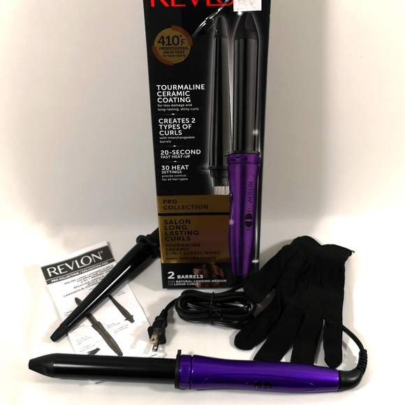 Revlon Tourmaline Ceramic Coated 2-in-1 Barrel Wand, New in Open Box, Purple - Picture 1 of 6